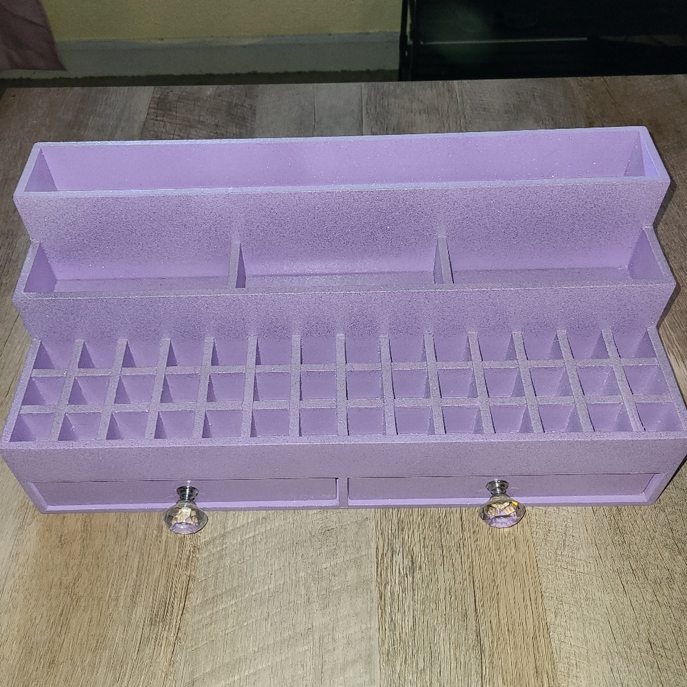 Custom purple glitter vanity organizer